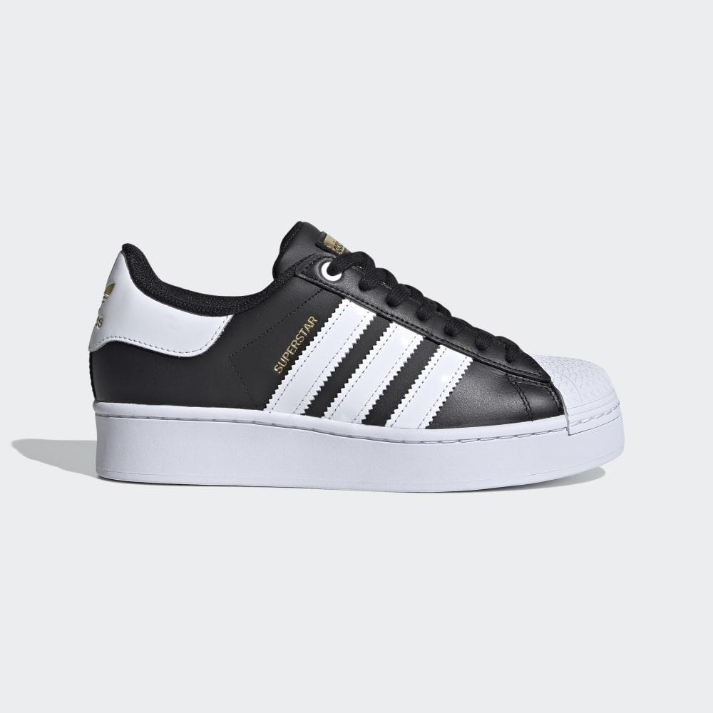 Adidas Women's Superstar Bold Shell Toe Originals Shoes Black/White/Gold Metal Ireland FV3335